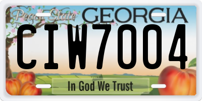 GA license plate CIW7004