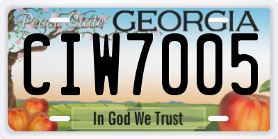 GA license plate CIW7005