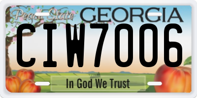 GA license plate CIW7006