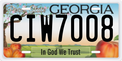 GA license plate CIW7008