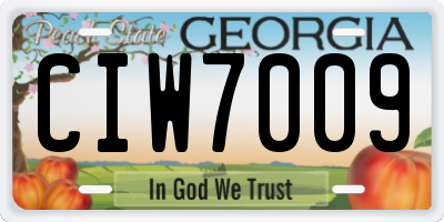 GA license plate CIW7009
