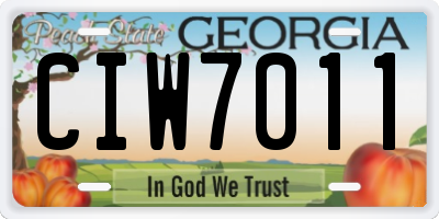 GA license plate CIW7011