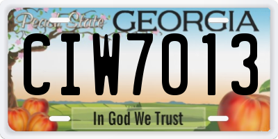 GA license plate CIW7013
