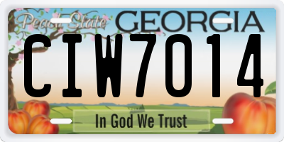 GA license plate CIW7014