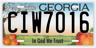 GA license plate CIW7016