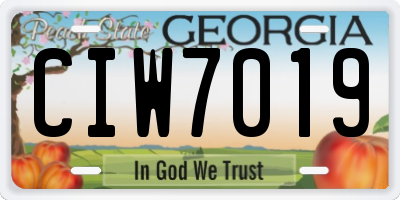 GA license plate CIW7019