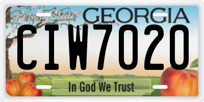 GA license plate CIW7020