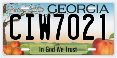 GA license plate CIW7021