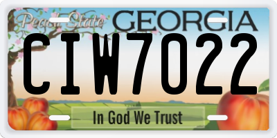 GA license plate CIW7022