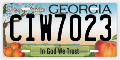 GA license plate CIW7023