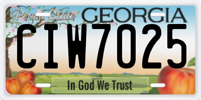 GA license plate CIW7025