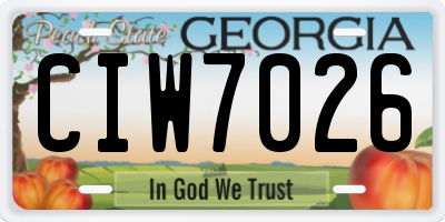 GA license plate CIW7026
