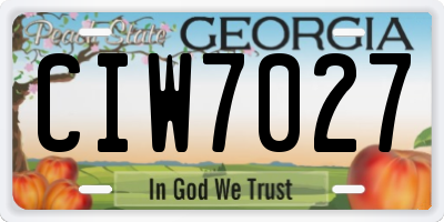 GA license plate CIW7027