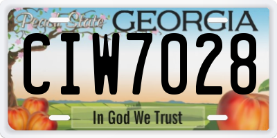 GA license plate CIW7028