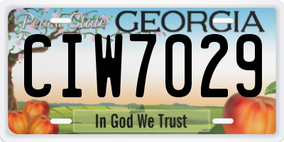 GA license plate CIW7029