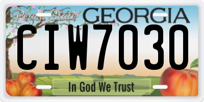 GA license plate CIW7030