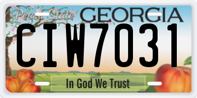 GA license plate CIW7031
