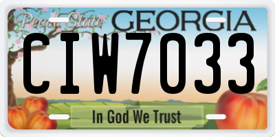 GA license plate CIW7033