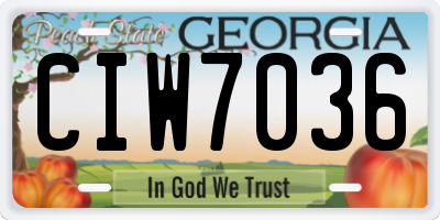 GA license plate CIW7036