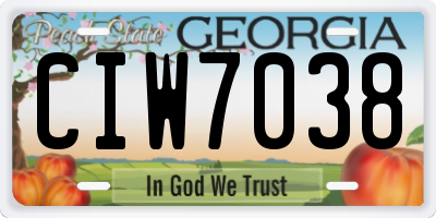 GA license plate CIW7038