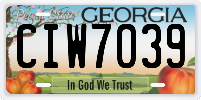 GA license plate CIW7039