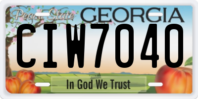GA license plate CIW7040