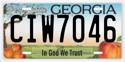 GA license plate CIW7046