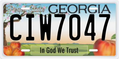 GA license plate CIW7047