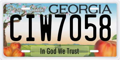 GA license plate CIW7058