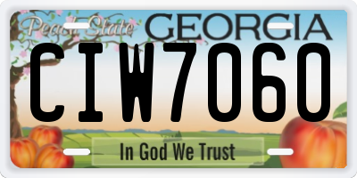 GA license plate CIW7060