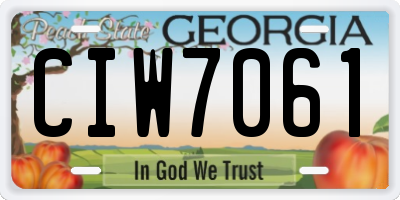 GA license plate CIW7061