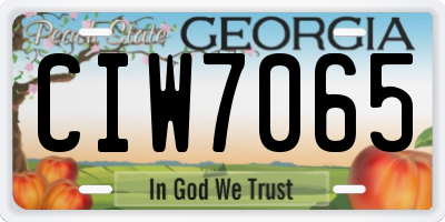 GA license plate CIW7065