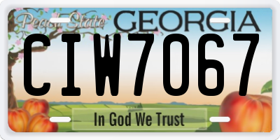 GA license plate CIW7067