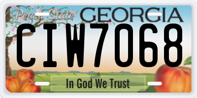 GA license plate CIW7068