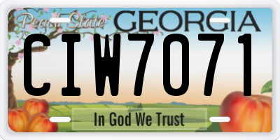 GA license plate CIW7071