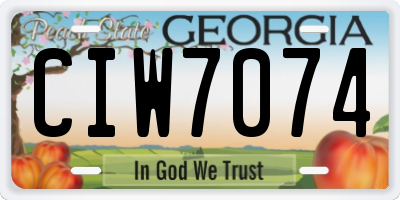 GA license plate CIW7074