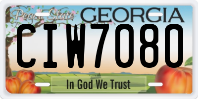 GA license plate CIW7080