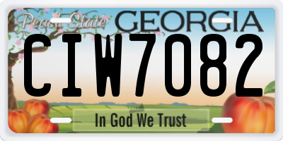 GA license plate CIW7082