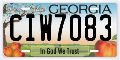 GA license plate CIW7083