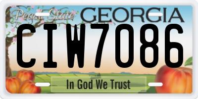 GA license plate CIW7086