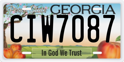 GA license plate CIW7087