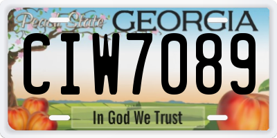 GA license plate CIW7089