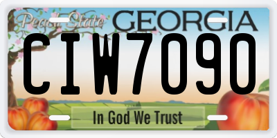 GA license plate CIW7090