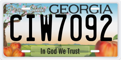 GA license plate CIW7092