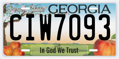 GA license plate CIW7093