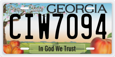 GA license plate CIW7094