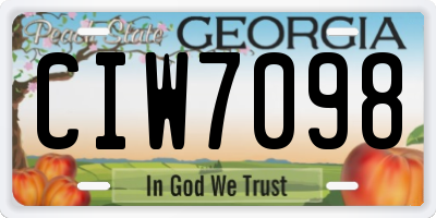 GA license plate CIW7098