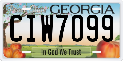 GA license plate CIW7099