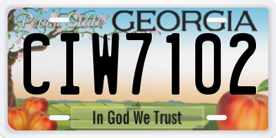 GA license plate CIW7102