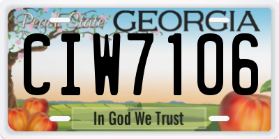 GA license plate CIW7106